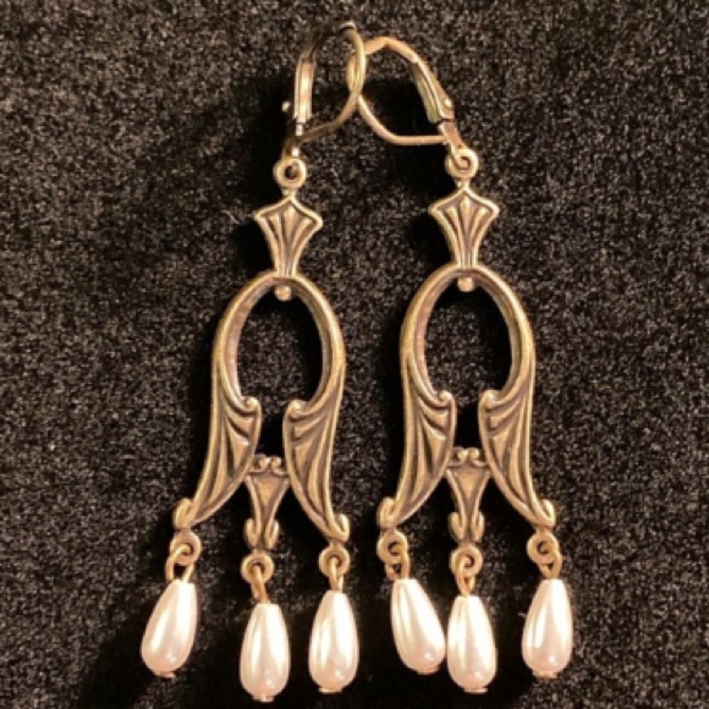 Handmade Art Nouveau Earrings | Vegan Pearls